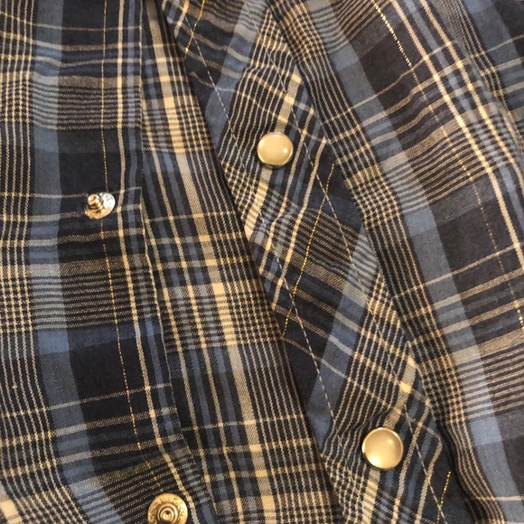 Vintage Stage II Western Plaid lightweight Pearl Snap Shirt Fancy sparkle 16 34 - Picture 10 of 15